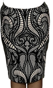 ECI New York Black White Print Pattern Lines Bodycon Pencil Skirt 1X